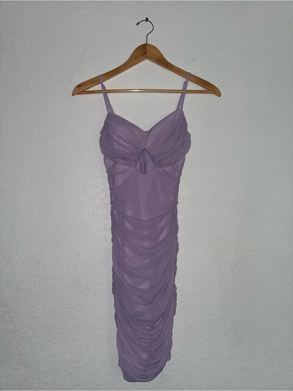 Lulu's Lavender Ruched Midi Dress